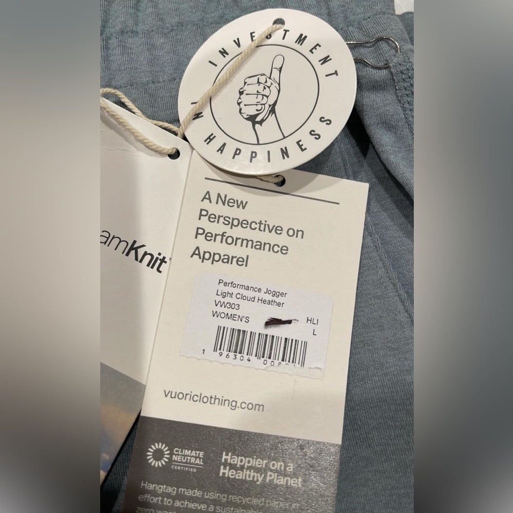 NWT Vuori Performance Jogger Light Cloud Heather Reg - Picture 4 of 4